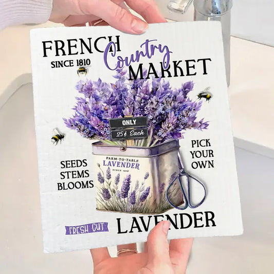 French Country Lavender Market Swedish Dish Cloth