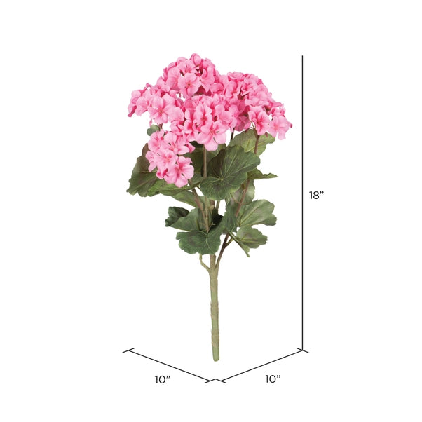 18" Artificial Coral Geranium Bush