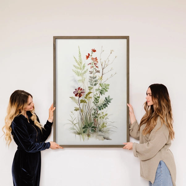Gentle Wildflowers Wood Framed Canvas