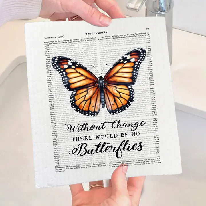 Vintage Monarch Butterfly Quote Swedish Dish Cloth
