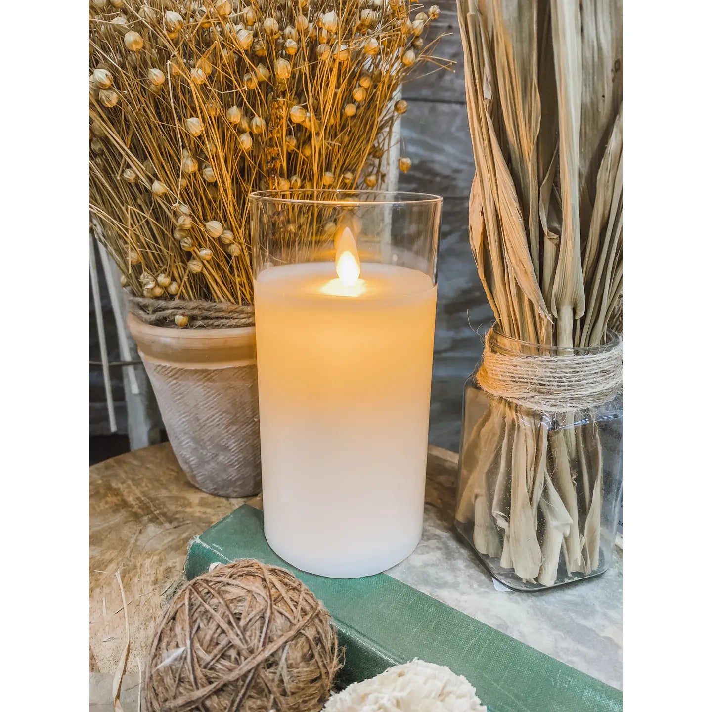 Clear Glass PIllar Candle with Moving Flame: 3 inch x 6 inch