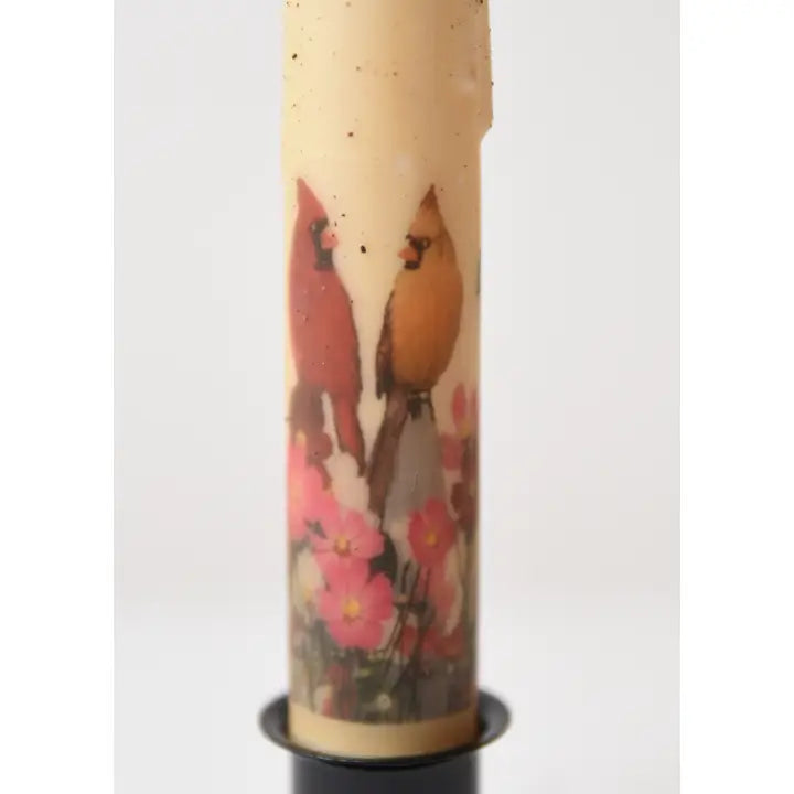 Birds On A Fence Panorama Led Timer Taper Candle