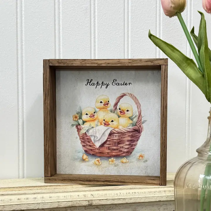 Vintage Duck Basket Framed Print