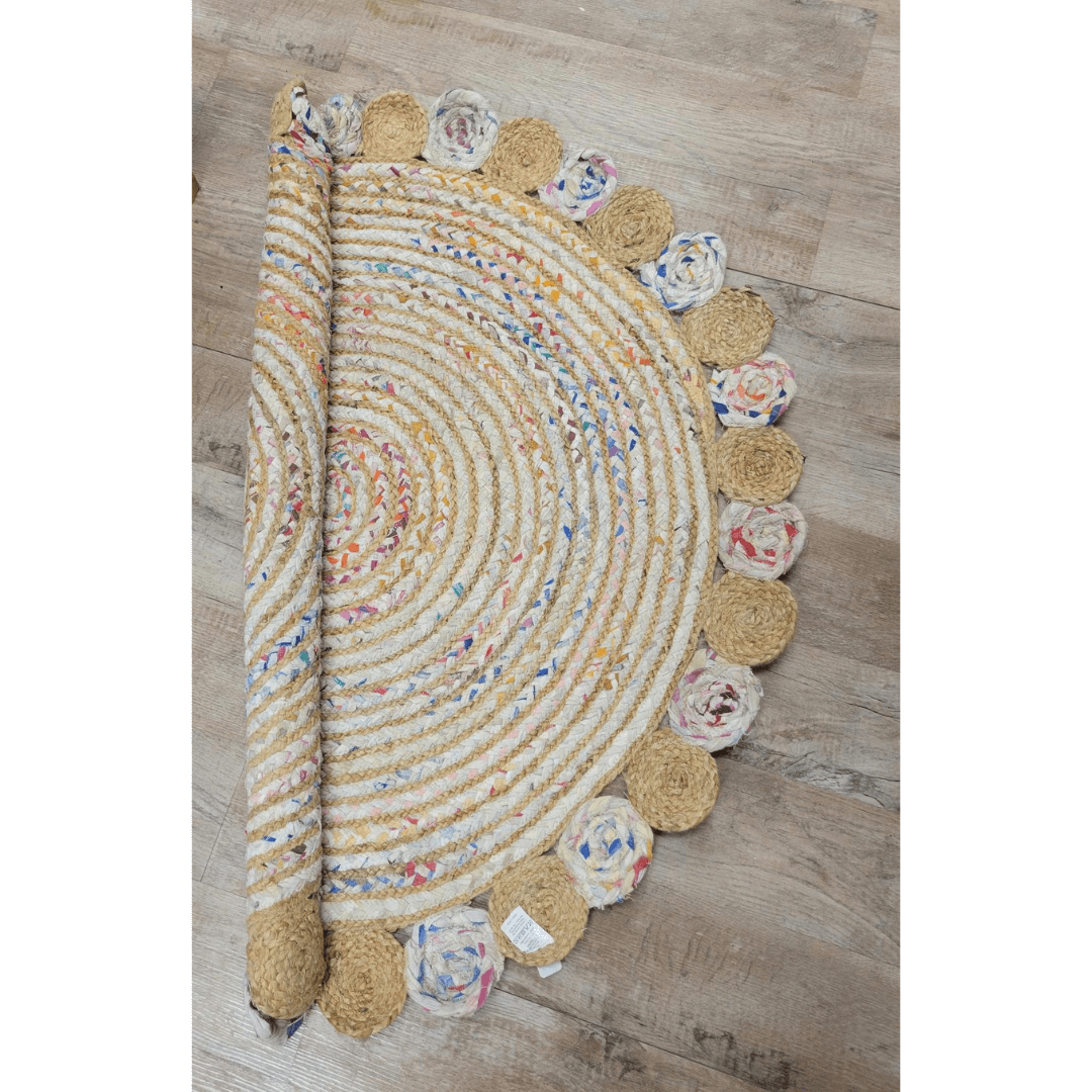 4' Round Woven Chindi Rug