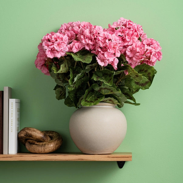 18" Artificial Coral Geranium Bush