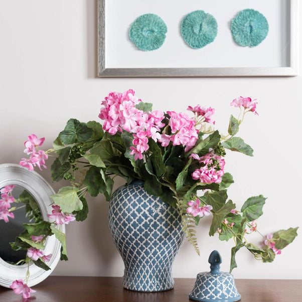 22" Artificial Light Pink Geranium Hanging