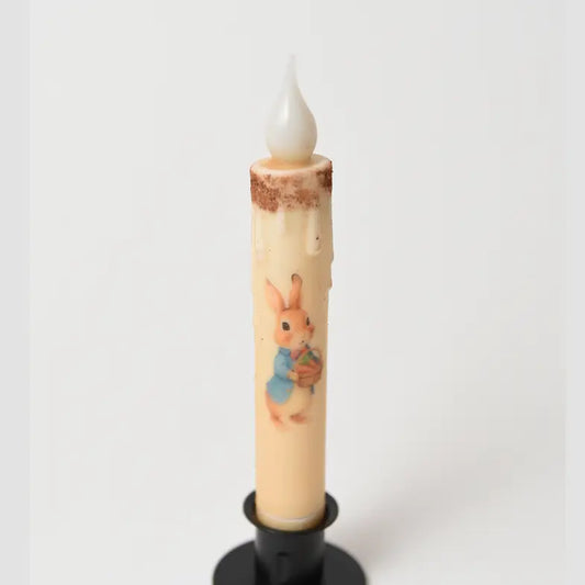 Easter Bunny with Basket of Carrots Led Timer Taper Candle