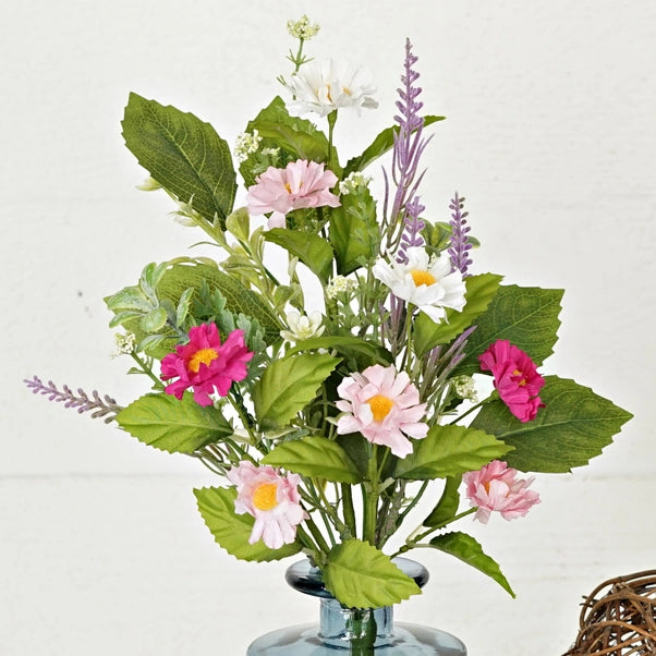 Pink Cream Daisy with Mix Leaves-14in Bush