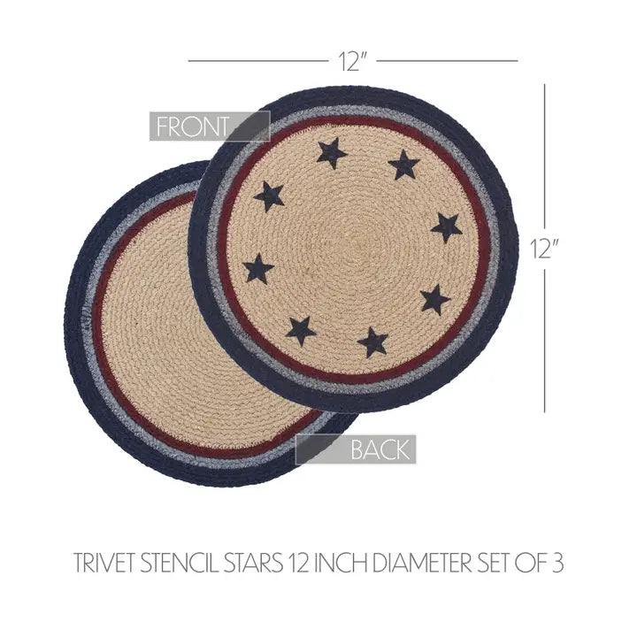 My Country Trivet Stencil Stars 12 Inch Diameter