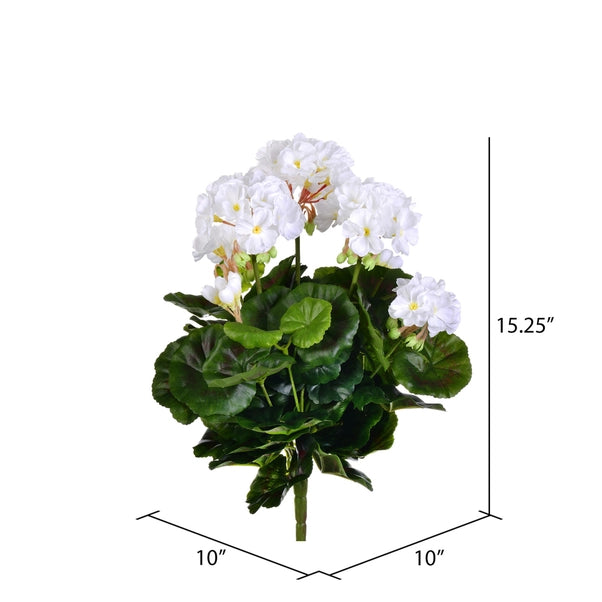 15.25" White Geranium Bush