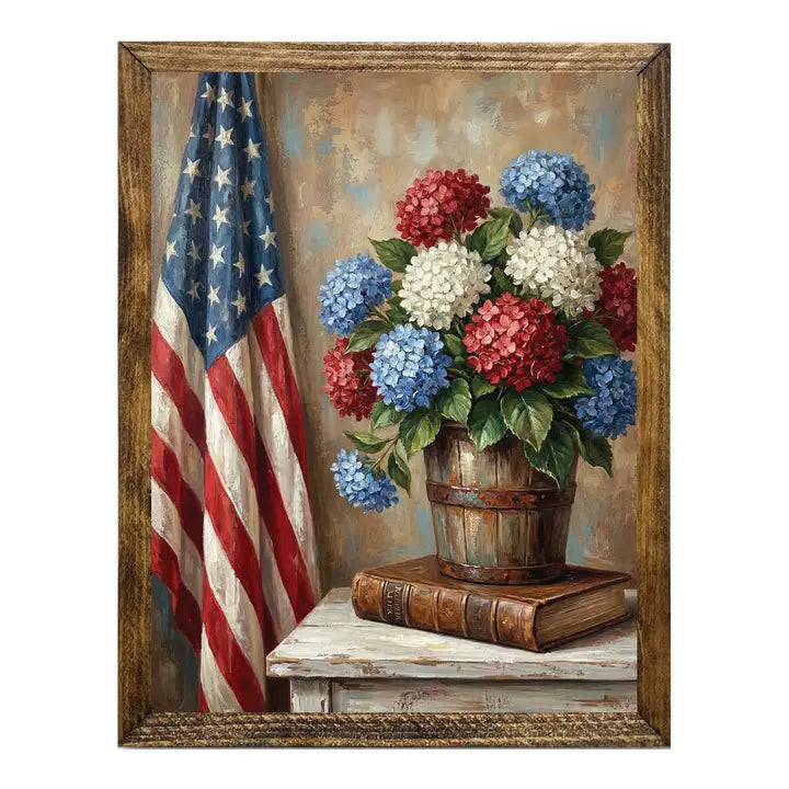 American Flag Red White Blue Flowers