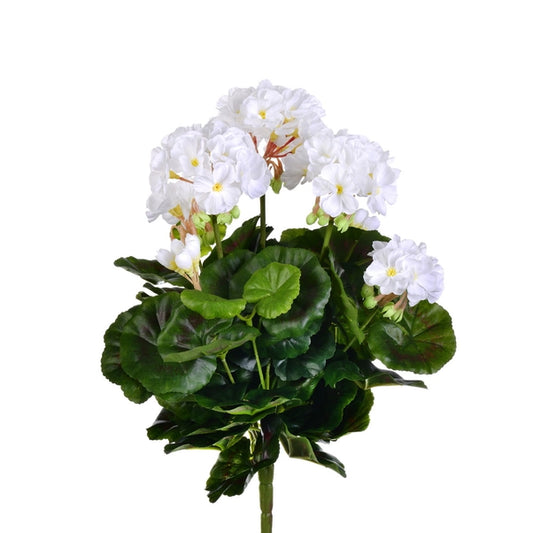 15.25" White Geranium Bush
