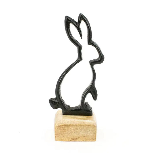 Short Metal Bunny Cutout On Stand