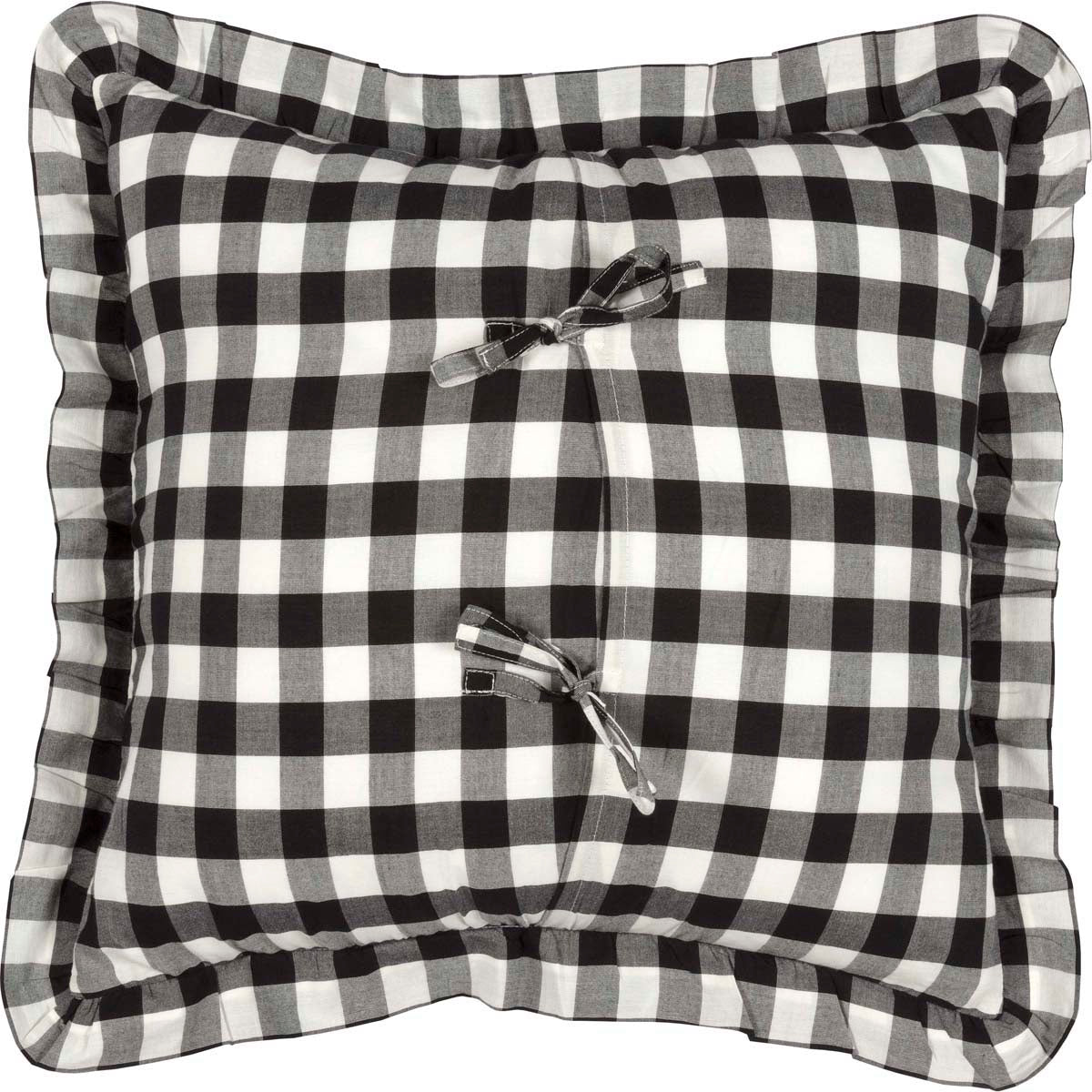 Black Check Ruffled 18" Pillow