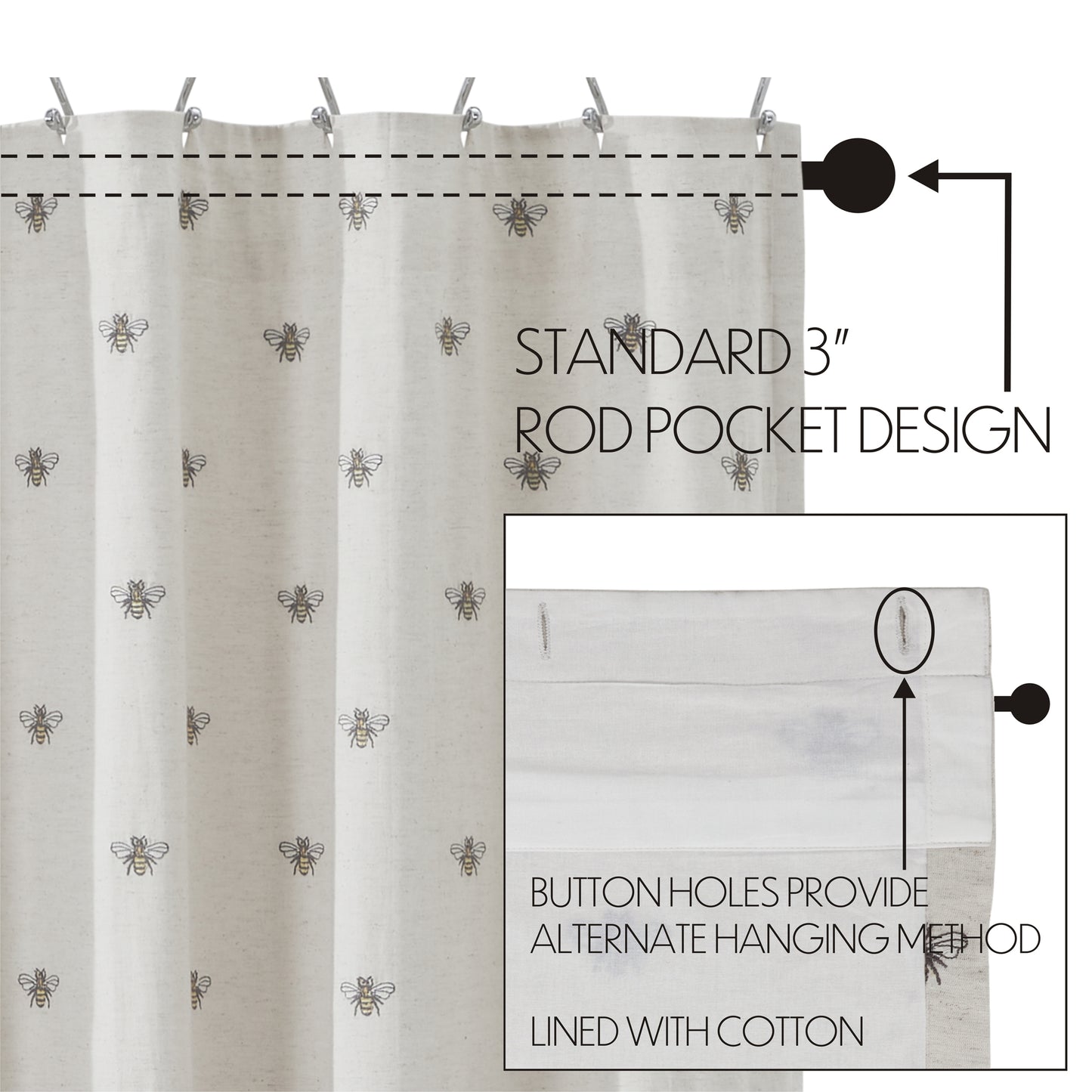 Embroidered Bee Shower Curtain