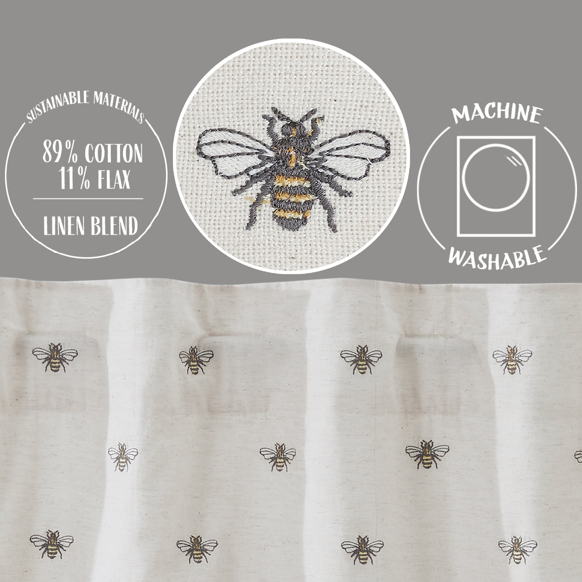 Embroidered Bee Valance