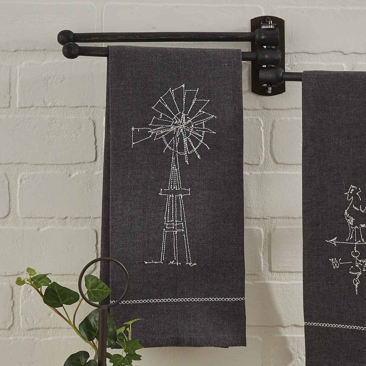 Embroidered Windmill Dishtowel