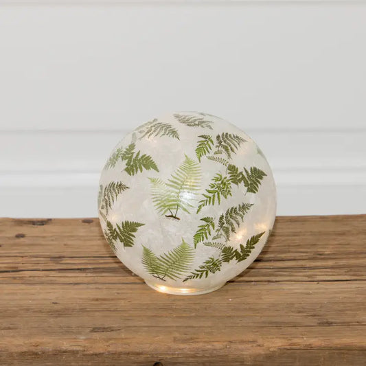 LED Frosted Glass Ball with Painted Ferns