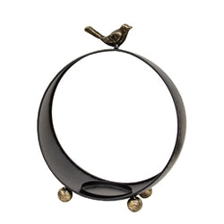Round Black Metal Bird Topped Pillar Lanterns
