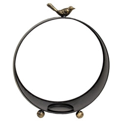 Round Black Metal Bird Topped Pillar Lanterns