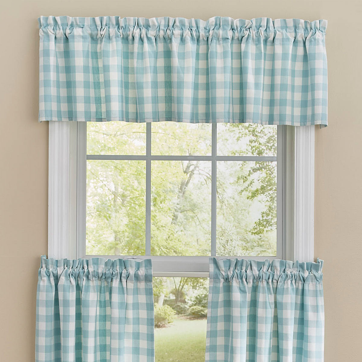 Gingham Check Aqua Valance *Special Buy