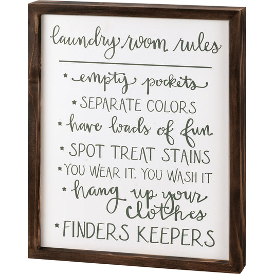 Inset Box Sign, Laundry Rules