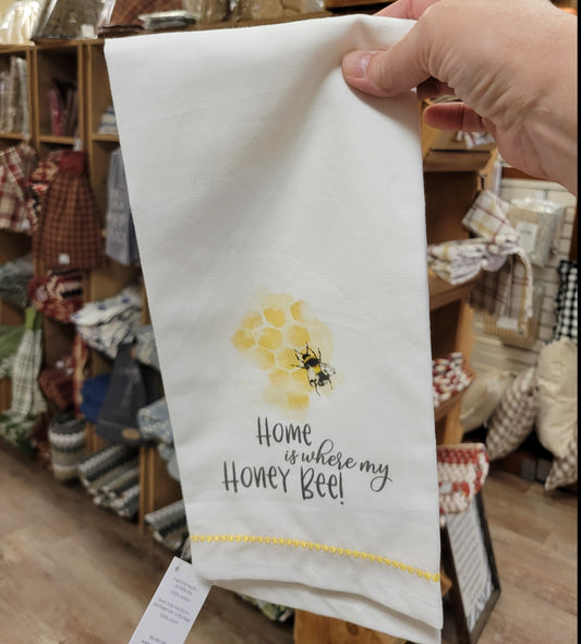 Printed Honey Bee Cotton Dishtowel