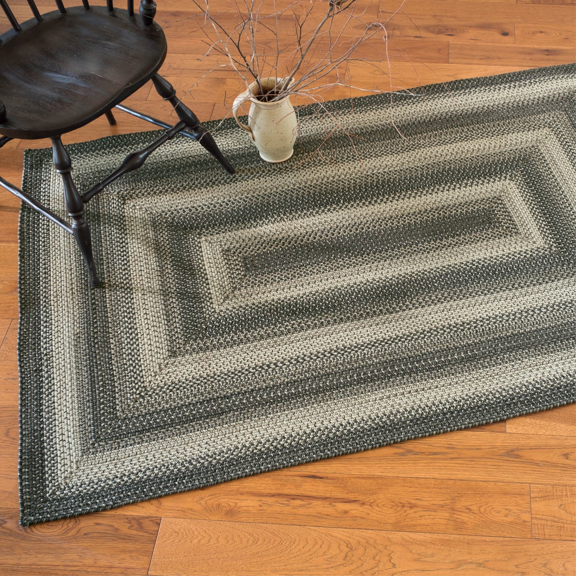 5' x 8' Rectangular Ultra Wool Braided Rug Cobblestone