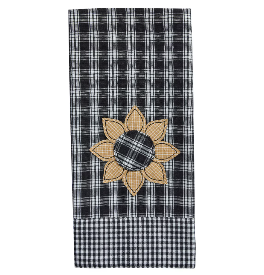 Stafford Sunflower Decorative Dishtowel - Black And Cream
