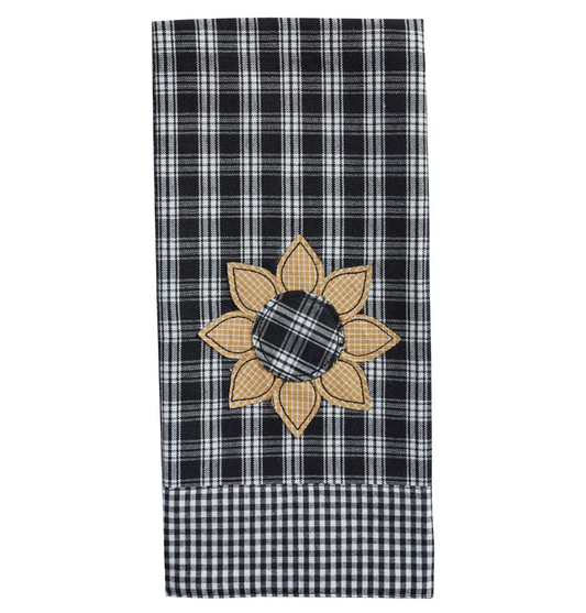 Stafford Sunflower Decorative Dishtowel - Black And Cream