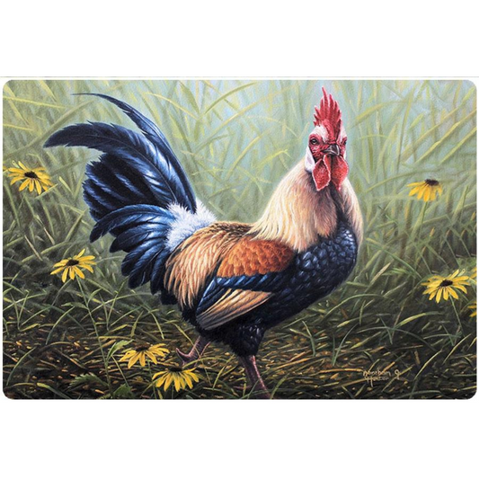 Black and Gold Rooster 9 x 13 Silicone Trivet