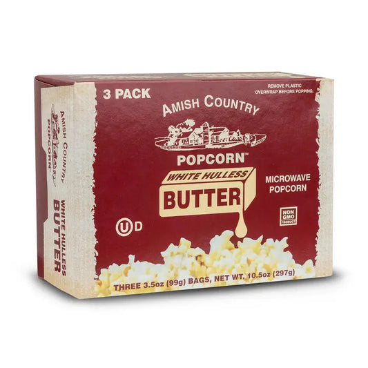 3pk Microwave Buttery White Hulless Popcorn