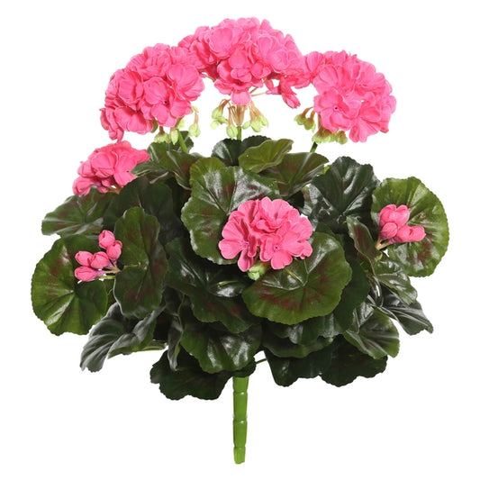 15.25" Artificial Pink Polyester Geranium Bush.