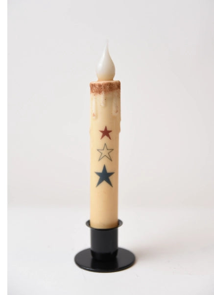 Red/White/Blue Stars Led Timer Taper Candle