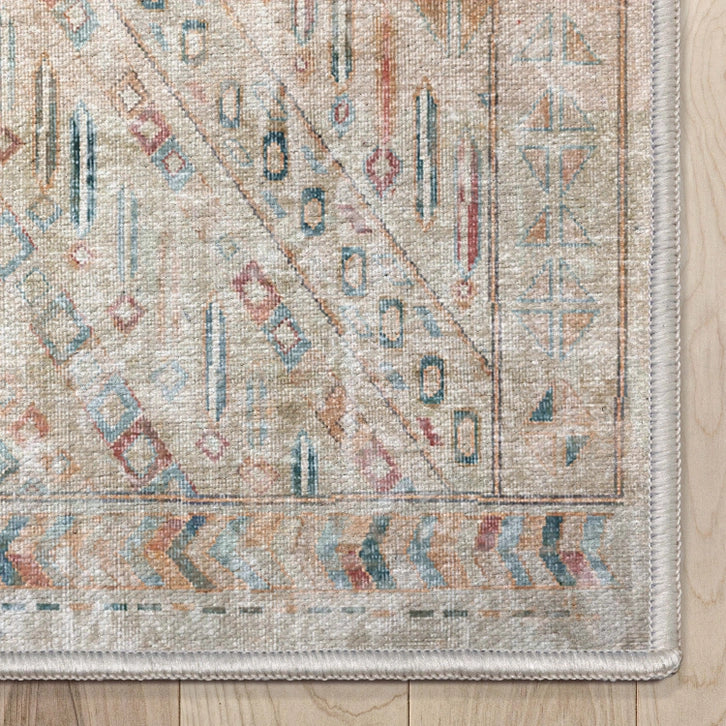 Anya Vintage Tribal Chevron Ivory Flat Weave Rug 5 x 7