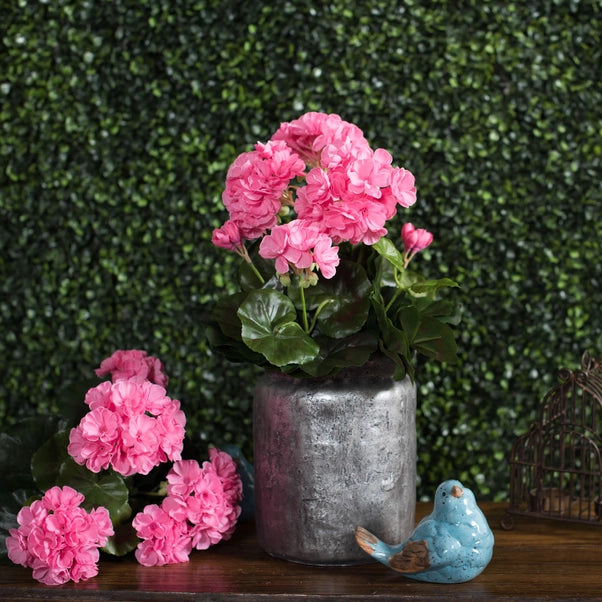 15.25" Artificial Pink Polyester Geranium Bush.