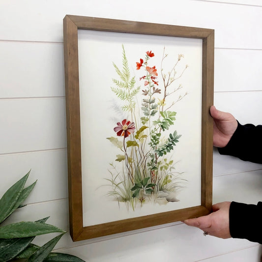 Gentle Wildflowers Wood Framed Canvas