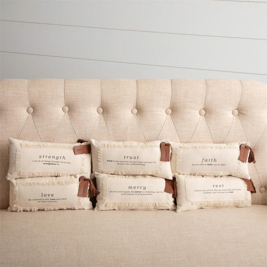 Mini Muslin Pillow with Bible Verse Applique