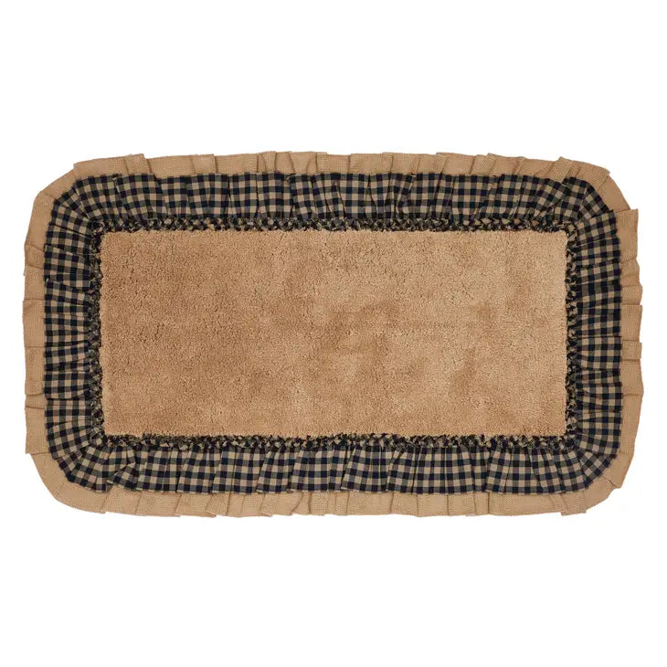 Burlap Natural with Black Check Ruffle Bathmat