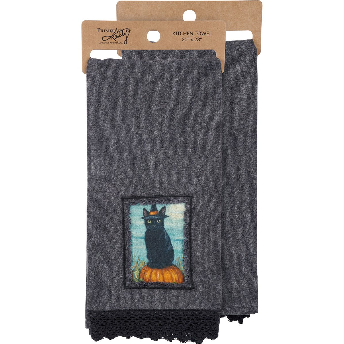 Dishtowel: Black Witch Cat