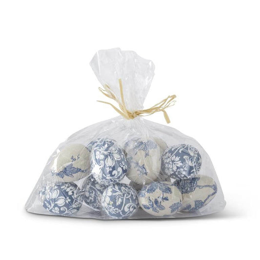 Assorted 2 Inch Blue & White Fabric Eggs