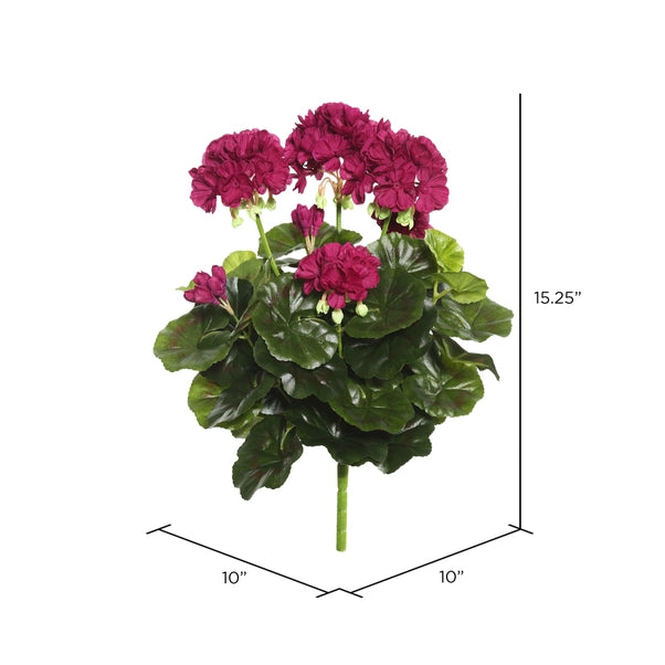 15.25" Artificial Purple Polyester Geranium Bush.