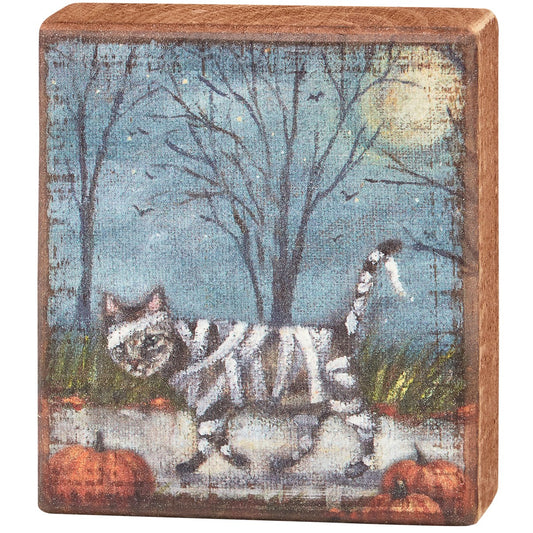 Block Sign Shelf SItter: Cat Mummy