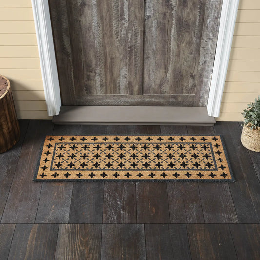 Coir Door Mat Charlestone Mosaic Black Grey: 17 inch x 48 inch