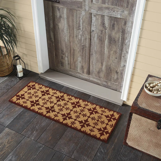Coir Door Mat Charleston Mosaic in Burgundy: 17 inch x 48 inch