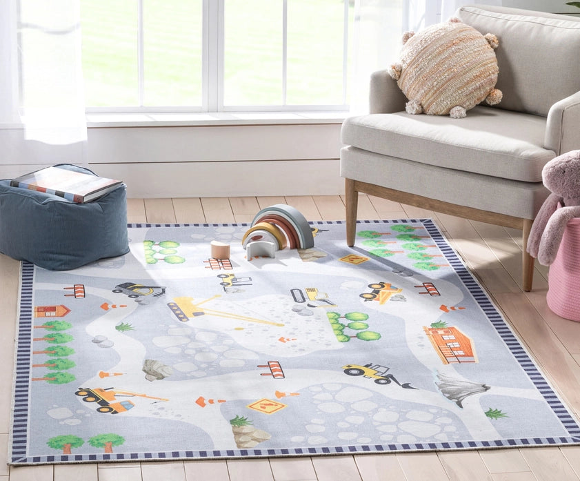 Kids Modular Rug Modern Construction kids Flat Weave Rug