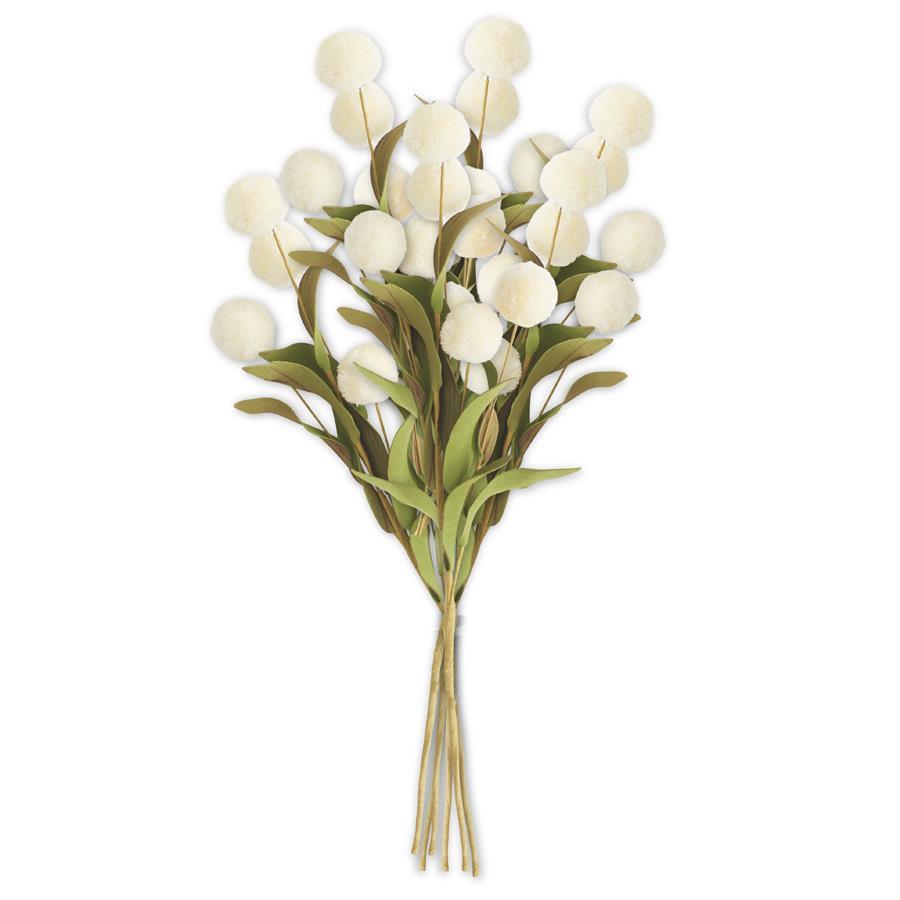 Pompom Pick with Green Leaves in Assorted Colors