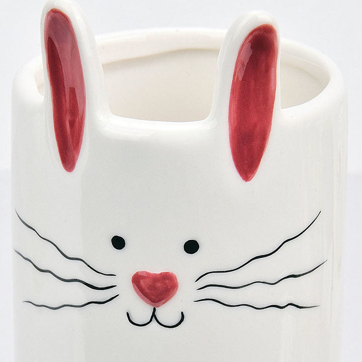 White Ceramic Bunny Vase - 7" H