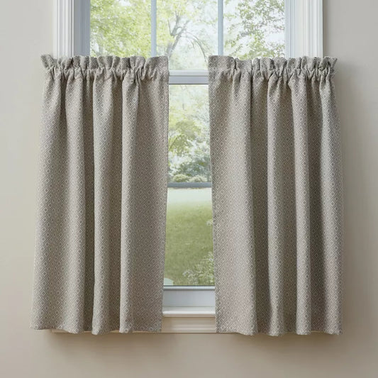 Diamond Jacquard Lined Tier Pair of Curtains
