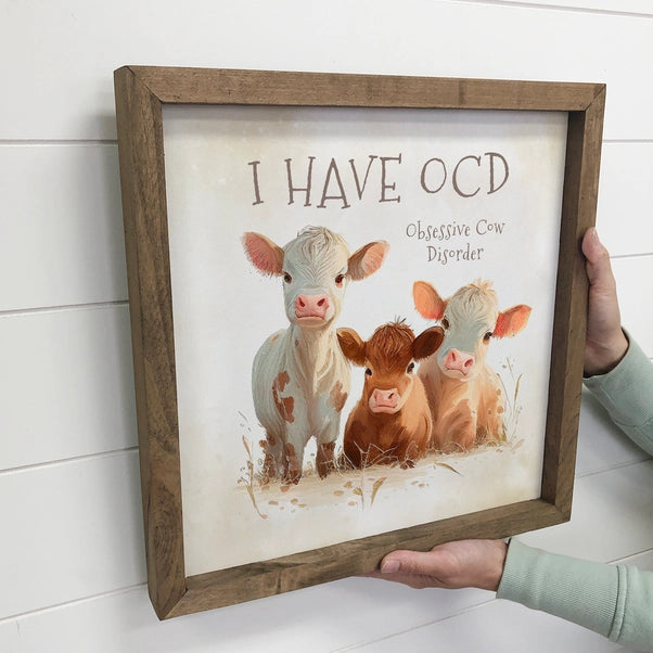 Ocd Cows - Framed Canvas Art